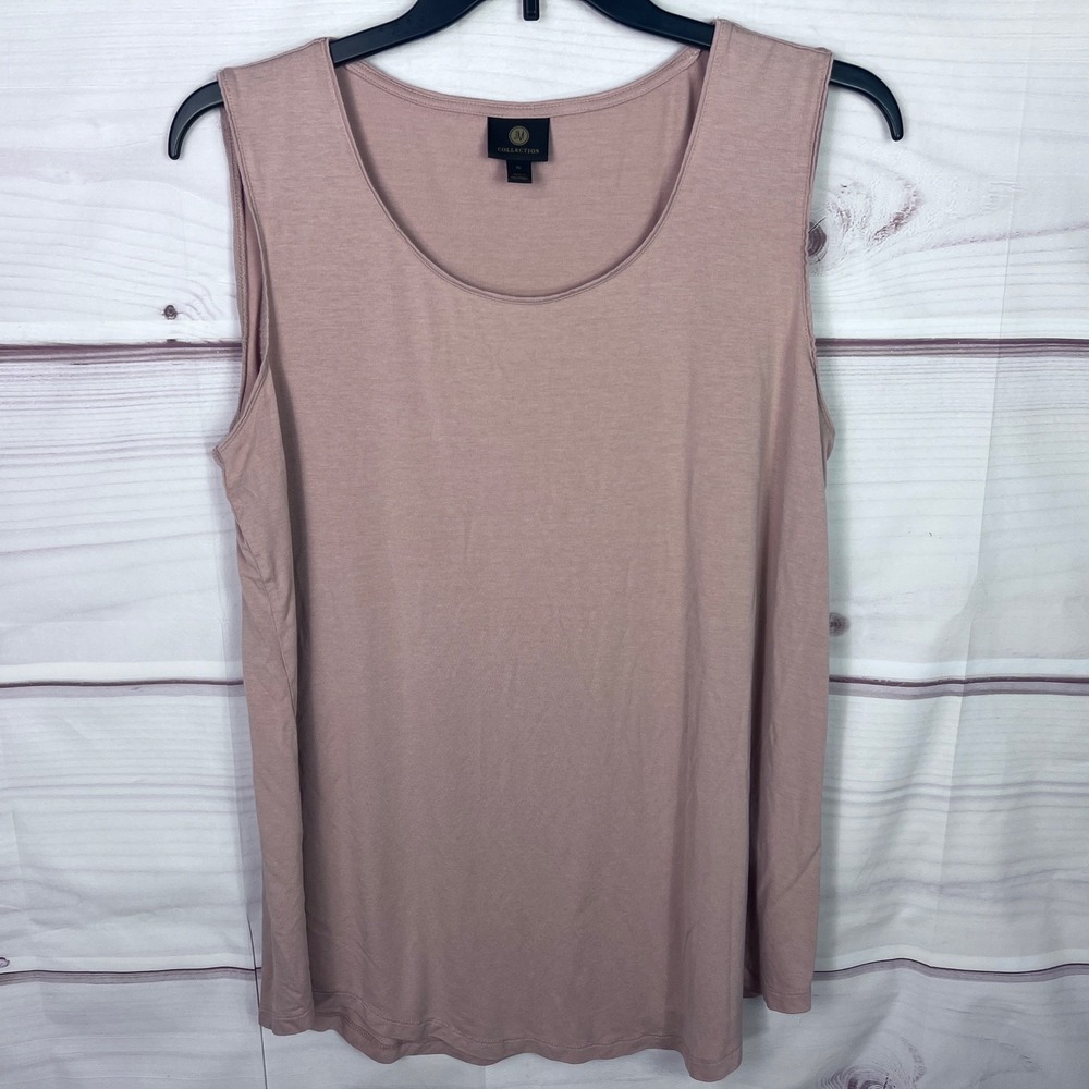 JM Collection Top Womens XL Brown Scoop Neck Tank Sleeveless Tunic Jersey Knit
